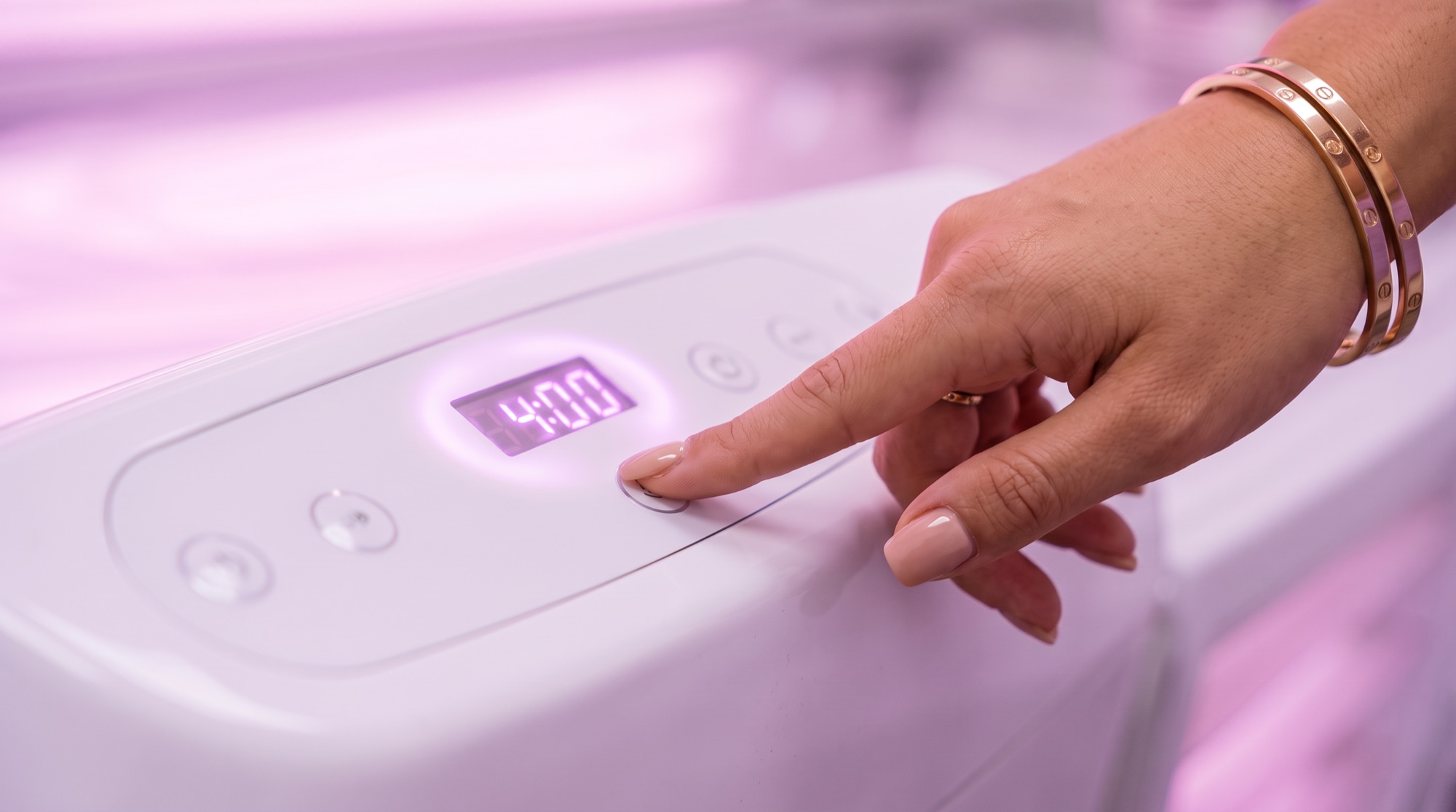 Setting a short session time on a sunbed control panel